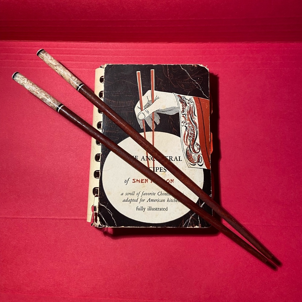 Set of Shen Mei Lon Cookbook and Chopsticks
